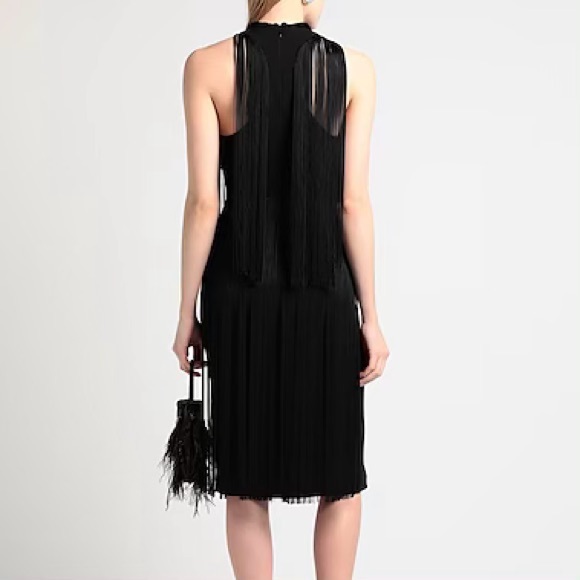 STELLA MCCARTNEY BLACK SLEEVELESS FRINGE DRESS - Picture 6 of 9